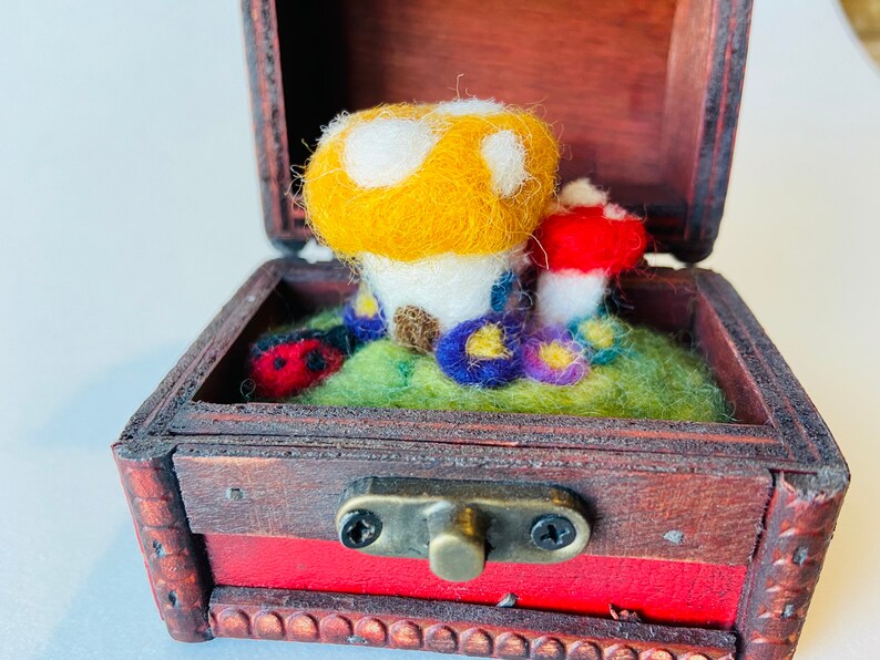 gnome home gift for gardener tiny house gifts for her toadstool woodland nursery decor felt fairy house Needle-felted mushroom