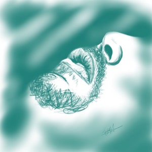 Downloadable digital art of sensual man mouth original artwork