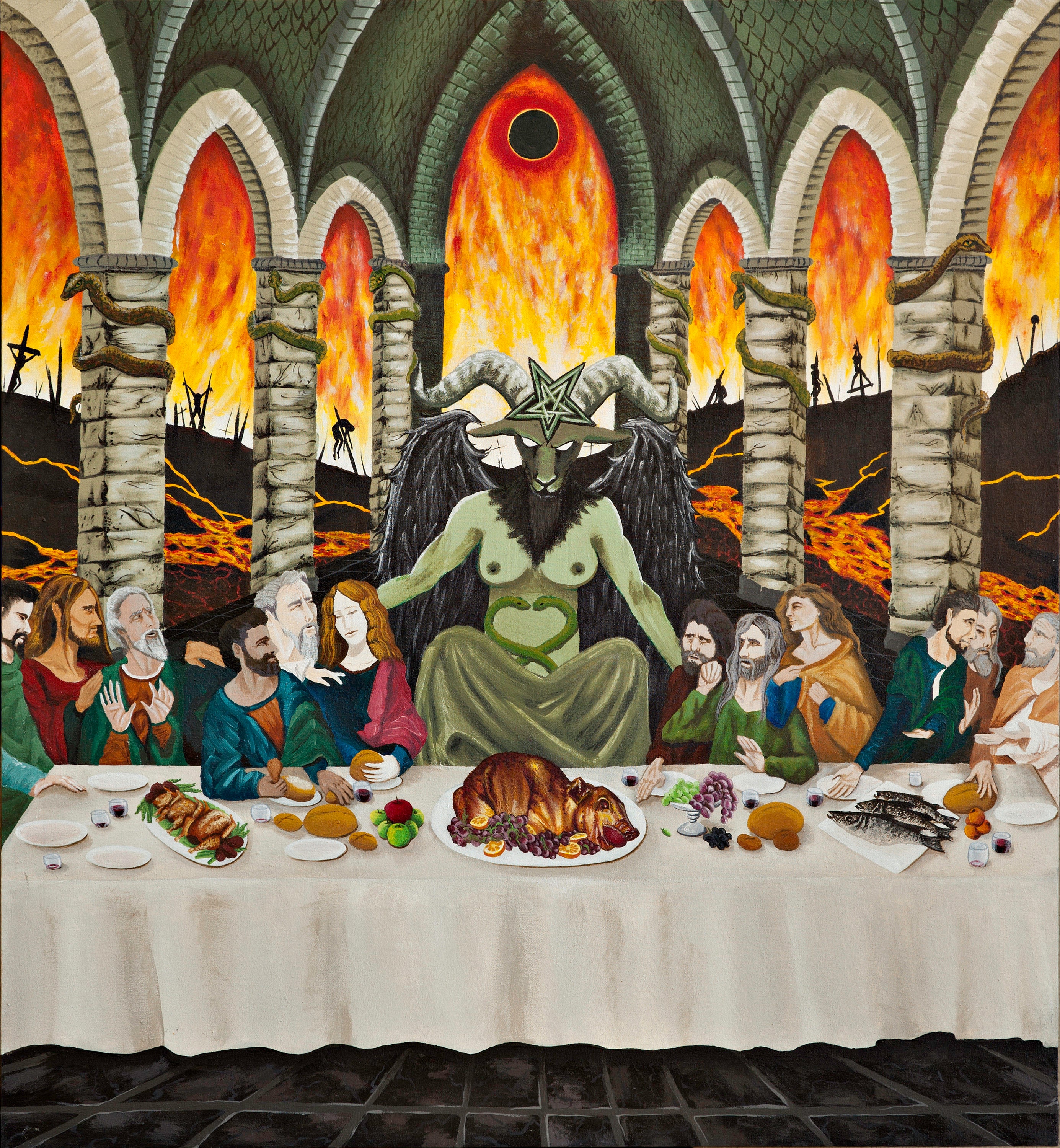 Downloadable digital art Baphomet apostles Original art The last supper in  hell Limited edition