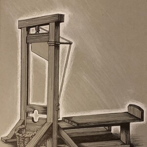 Guillotine - French Revolution  9x12 original ink drawing