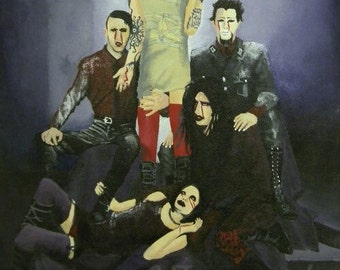 Marilyn Manson group original painting "Portrait of an American Family" 11 x 13.5 acrylic on canvas paper