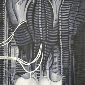 HR Giger Reproduction  of NYC VI acrylic on canvas painting 18x24