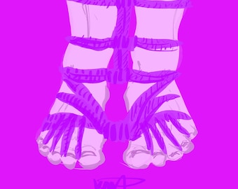 Art numérique téléchargeable des pieds en bondage de corde shibari kinbaku œuvre d’art originale