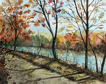 Along the Brook - by Ruth J. Okerlund, Art Work, Giclee Print, Watercolor, Art Print