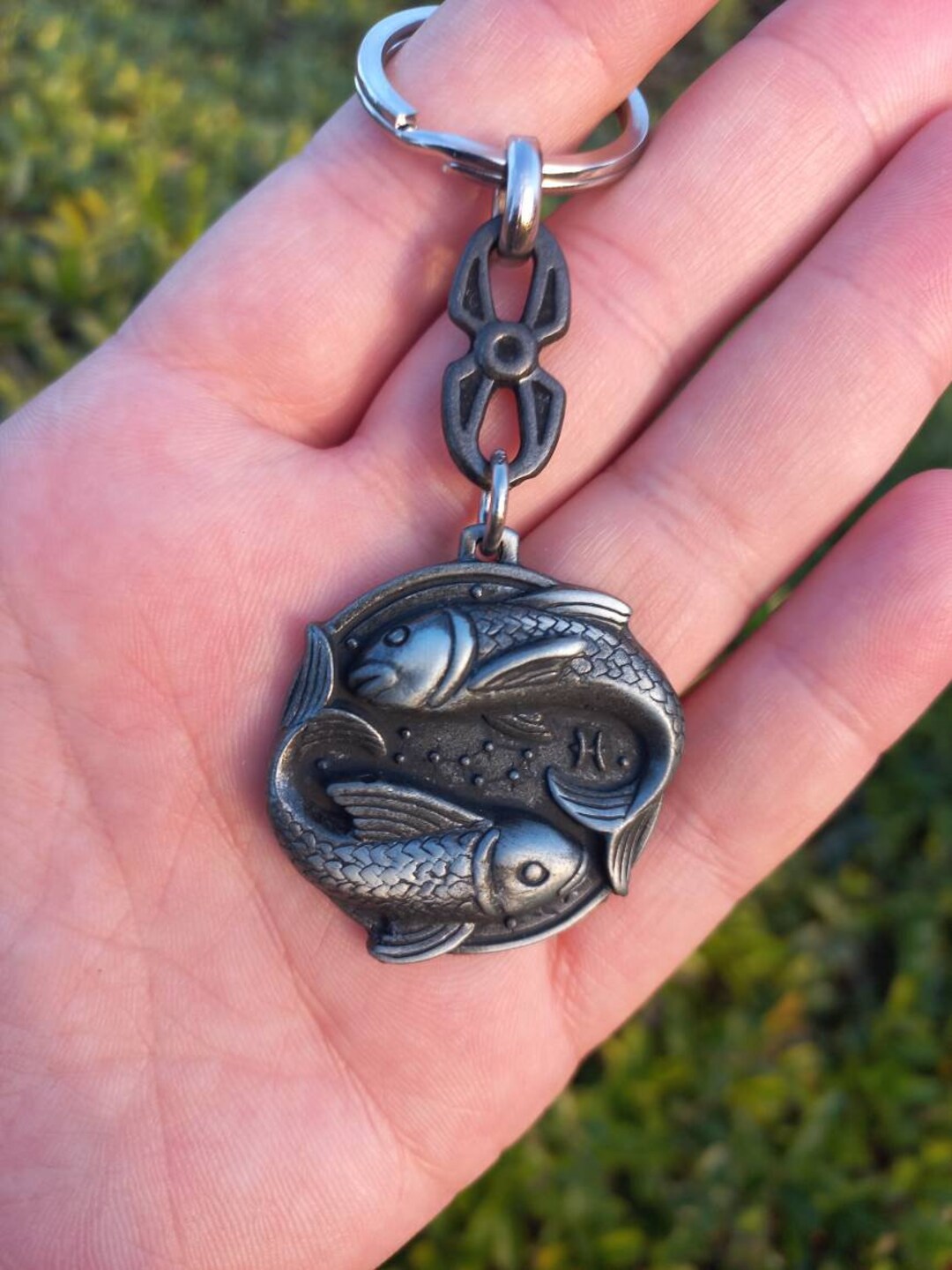 Pisces Keychain, Zodiac Keyring, Astrology Sign, Birthday Gift