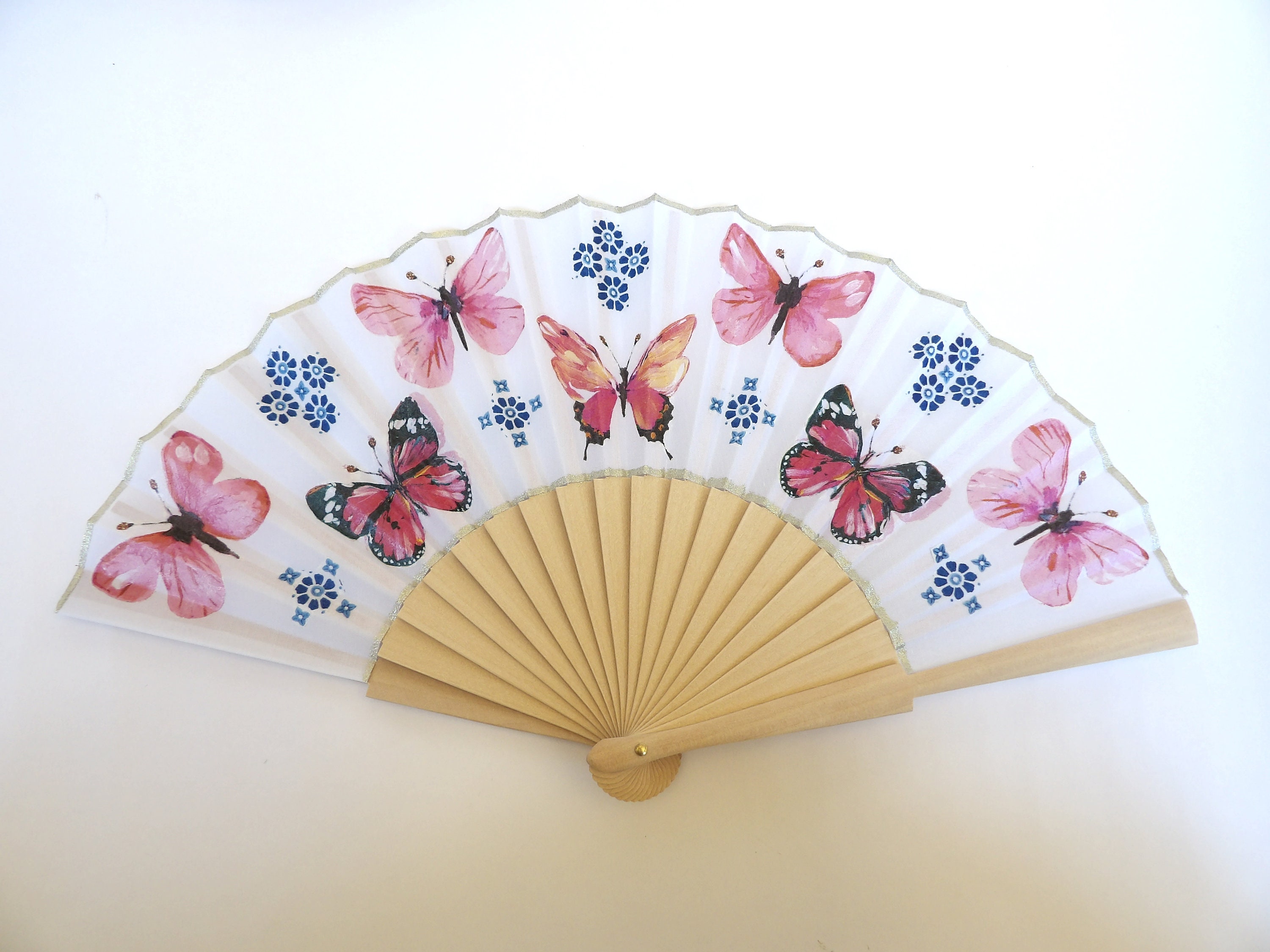 thumbnail image 2 of Lusons Handheld Folding Fabric Fan, Spanish Dance Style, Multicolored, Portable For Weddings & Parties 2 of 2