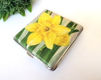 daffodil cigarettes Handmade Daffodil Cigarette Case, Floral Wallet, Business Card Holder