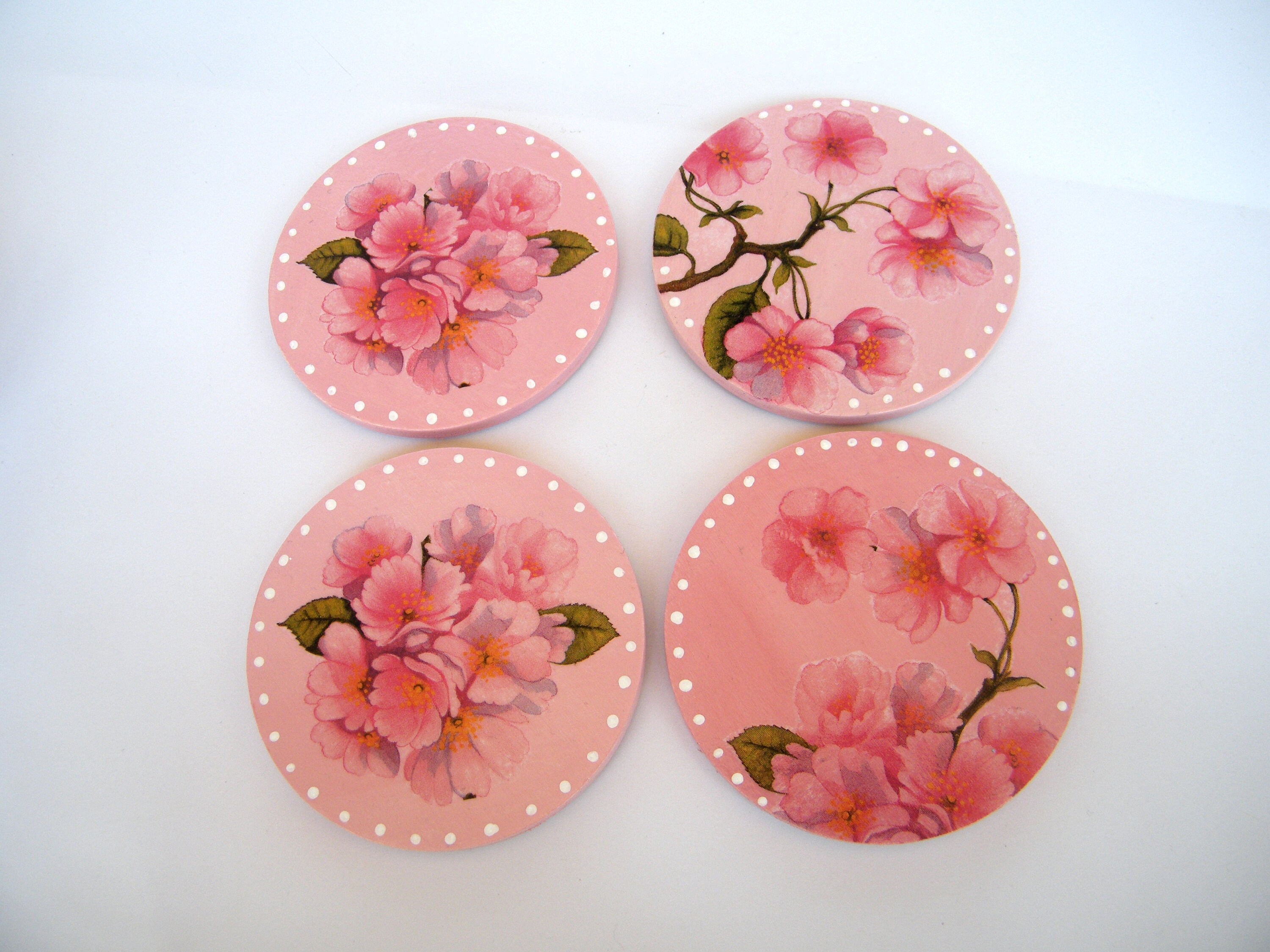 Cherry blossom coaster set tableware 4 wooden placemats Etsy
