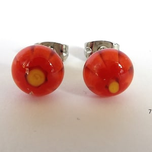 Small Murano Glass Stud Earrings, Millefiori Earrings, Round Minimalistic Earrings,  Handmade Murano, Murano Jewerly