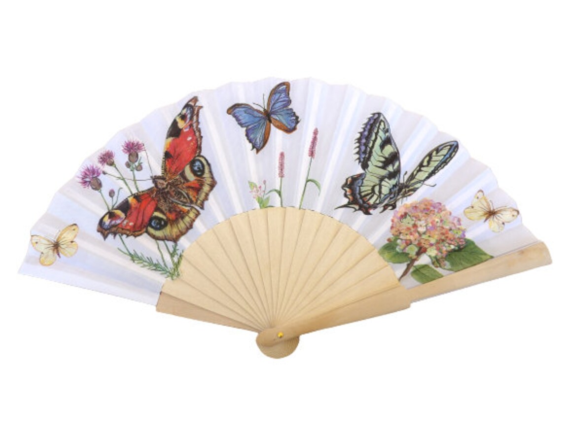 Butterfly Hand Fan Handheld Folding Fan Evening or Wedding | Etsy