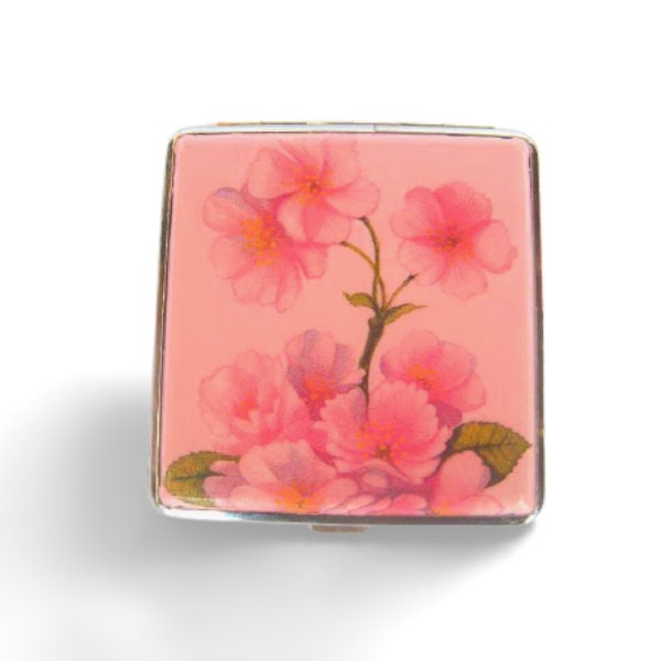 Cherry Blossom Cigarette Case, womens wallet, Smokers Accessory, Credit Card Holder, gift for her, Cigarrette OOAK box, keep secure purse