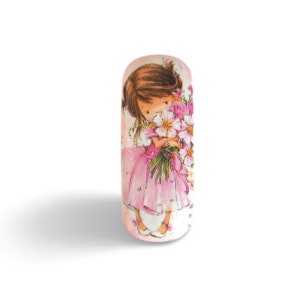 Girls Eyeglasses Case, Kids Hard Glasses Case, Spectacle Case, Girls Gift Idea, Pink Storage Box, Girl with Flowers Case, Birthday Gift