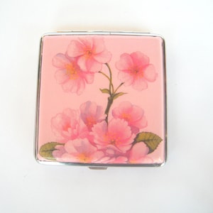 Estuche para cigarrillos Cherry Blossom, billetera para mujer, accesorio para fumadores, tarjetero, regalo para ella, estuche para cigarrillos OOAK, cartera segura