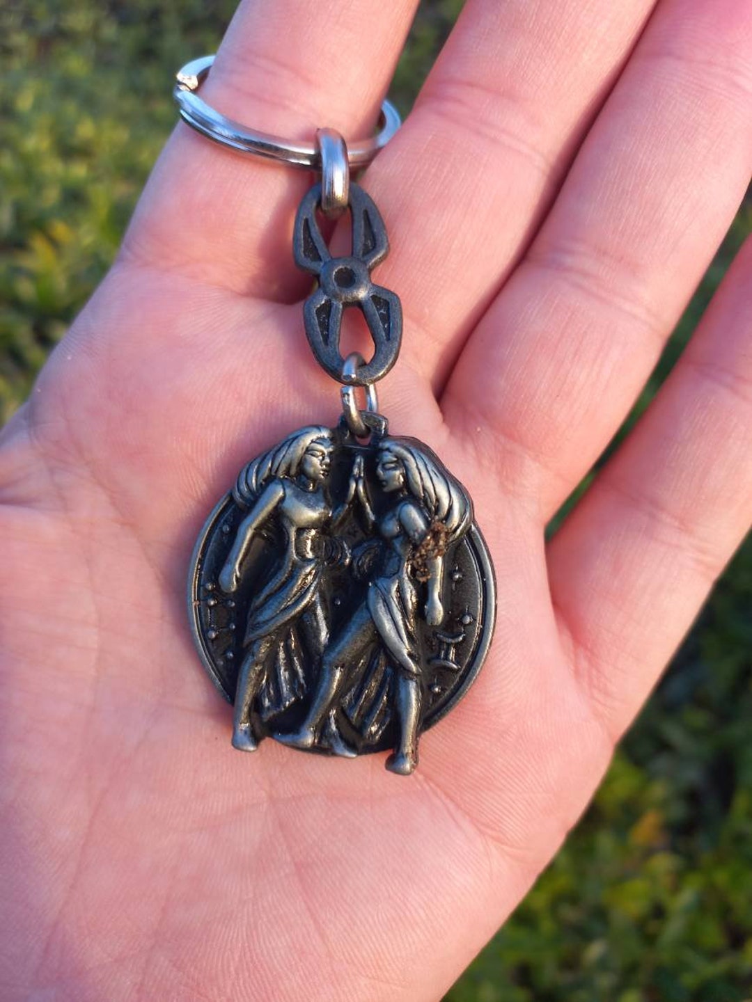 Gemini Keychain, Horoscope Charm, Astrology Sign, Gemini Simbol