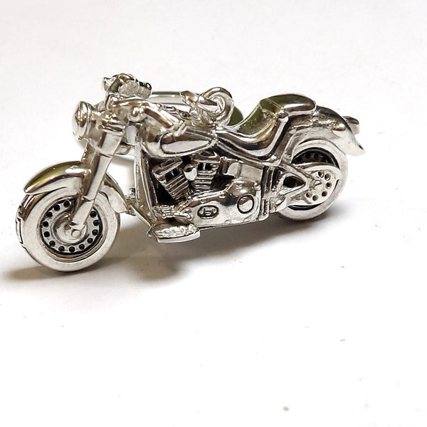 Motorcycle Keychain, Detailed Motorbiker Keyring, Solid Silver 925 Moto, Biker Collection, 3D Metal Art, Biker Gift, Moto Lovers Gift