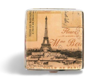 étui à cigarettes Paris Card vintage, grand étui à cartes fait main, cadeau unisexe, porte-cigarette, boîte vintage, cadeau pour les fumeurs pour lui