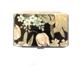 Woman Slim 100's Cigarrette Case, Floral Box, Business Card Case, Gift for Smokers, Elegant Gift for Her, OOAK Credit Card Case, Bag Purse