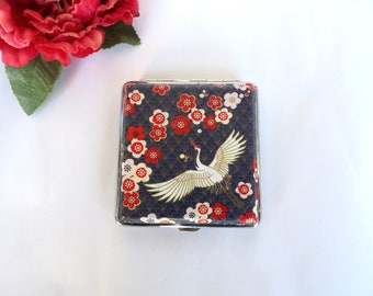 Crane Cigarette Case, Floral ID Card Case, Business Card Case, Case with birds and flowers, Credit Card Wallet, Cigarrette Holder, Clutch