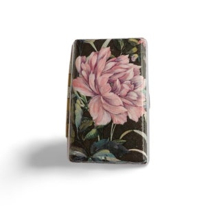 Portasigarette sottile con disegno floreale rosa, scatola di sigarette anni 100, custodia per biglietti da visita floreale, custodia per carte di credito, regalo elegante per lei