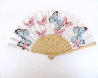 Butterfly hand fan, handheld folding fan, evening or wedding dress accessory, japanese hand fan, wedding favor, contemporary fan, summer