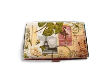 tui  cigarettes pour elle, bote  cigarettes Paris vintage, portefeuille  femme, grand porte-cartes de crdit, bote shabby chic, cadeau pour fumeurs,  accessoire de sac - Etsy France