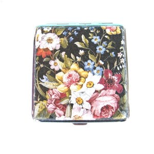 Blossom Zigarettenetui, Raucher OOAK Geschenk, Vintage cigarette Box, Metall Etui mit Blumen, elegantes Etui, Frau Brieftasche, Geschenk für sie,