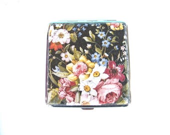 Blossom Zigarettenetui, Raucher OOAK Geschenk, Vintage cigarette Box, Metall Etui mit Blumen, elegantes Etui, Frau Brieftasche, Geschenk für sie,