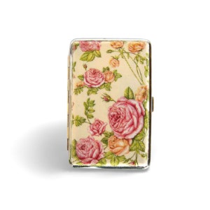 Portasigarette slim con rose, porta biglietti da visita, portasigarette, porta carte di credito, regalo per fumatori, regalo per lei, regalo floreale