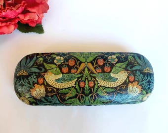 Aardbeiendief lenzenvloeistof etui, draagbare harde brillenkoker, William Morris lenzenvloeistof beschermer, schattige brillendoos, leesbril