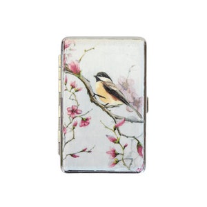 Estuche para cigarrillos fino con forma de pájaro, tarjetero con forma de flor, porta cigarrillos para 100 cigarrillos, tarjetero, billetera para mujer, regalo floral para ella, tabaquera