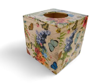 Flowers Tissue Box Cover, Square Tissue Box, Floral Napkins Box, Tissue Dispenser, Kithchen Napkins Holder, New Home Gift, Serviletten Box