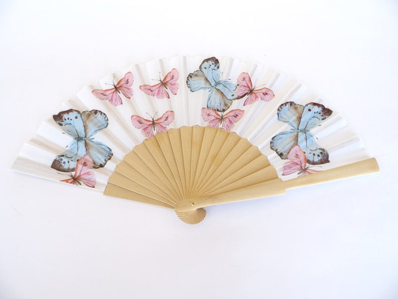 Butterfly Hand Fan Handheld Folding Fan Evening or Wedding Etsy