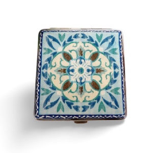 Estuche para tarjetas de crédito con diseño de azulejos azules, caja para cigarrillos de tamaño normal, accesorio para fumar, estuche para tarjetas de presentación para mujeres, billetera para cigarrillos, bolso tipo mochila
