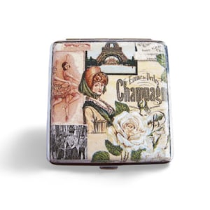Estuche para cigarrillos para ella, pitillera vintage parisina, billetera para mujer, tarjetero grande, estuche shabby chic, regalo para fumadora, accesorio para bolso