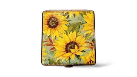 sunflower cigarette case Sunflower Cigarette Case, Floral ID Card Case, Business Card Case,  Distresed Floral Case, Credit Card Wallet, Fashion Cigarrette Holder