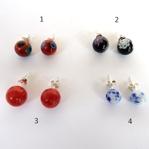 Murano Glass Stud Earrings, Millefiori Earrings, Round Bead Minimalistic Earrings,  Handmade Murano, Murano Jewerly Art