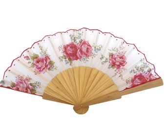 Roses hand fan, floral holding fan, evening or wedding dress accessory, spanish hand fan, contemporary fan, summer accessory, bride hand fan