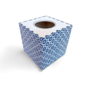 Scatola per fazzoletti blu, scatola per tovaglioli quadrata, porta tovaglioli in legno, regalo di inaugurazione della casa, scatola con motivo floreale, decorazione per soggiorno