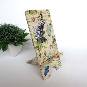 Floral Phone Holder for Desk , Charging Stand, Tech Gift for Her, Device Holder, Teacher Gift, Cell Phone Stand, Smartphone Holder Black