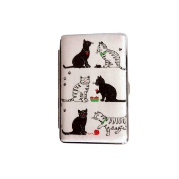 Black Cat Craft Stuff Hate People Cigarette Case with lighter ID Holder  Wallet