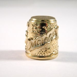 Thimble from Malaga Spain, Bronze Vintage Thimble, Sewer Gift, Collectible Thimble, Sewing Accessory Jewelry, Sewer Collection, Sewing Tool