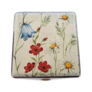 Caixa de cigarro de flores silvestres, caixa de cartão de identificação, caixa de cartão de visita, caixa floral envelhecida, carteira de cartão de crédito, porta-cigarro, caixa de embreagem