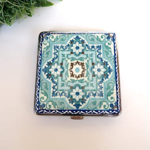 Blue Tiles Kreditkartenetui, Zigarettenschachtel, Rauchen Accessoire, Frauen Visitenkartenetui, Zigarettenetui, Rucksack Geldbörse