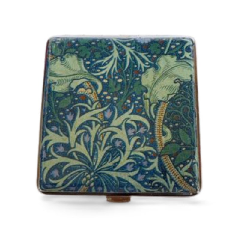 Zeewier sigarettenkoker, visitekaartje geval, noodlijdende bloemen geval, creditcard portemonnee, mode sigarettenhouder, Art Nouveau design afbeelding 2