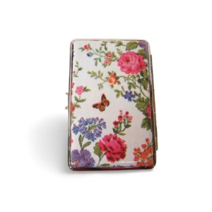 Portasigarette a fiori, scatola per sigarette sottile, custodia per biglietti da visita, regalo per lei, regalo per fumatori, custodia a doppio lato, custodia per carte di credito, regalo OOAK