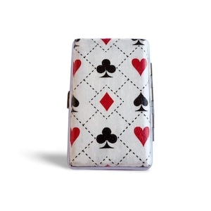 Portasigarette con amante delle carte da poker, scatola di sigarette sottile anni '100, modello di carte da gioco, custodia per biglietti da visita, regalo elegante per lui o lei