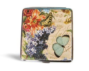 Étui à cigarettes pour femme, boîte à cigarettes avec fleurs, porte-cigarette 80 mm, portefeuille à cigarettes floral, étui pour cartes de crédit, idée cadeau pour fumeur