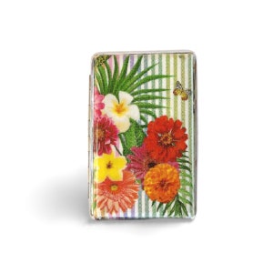 Pitillera con flores tropicales, porta tarjetas de visita, porta cigarrillos Slim 100s, caja para tarjetas de crédito, billetera de mujer, regalo floral para ella