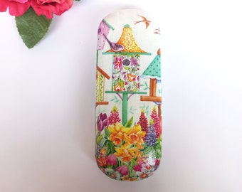 Eyeglass Case Hard,  Glasses Case for Gardener, Glasses Storage Box, Spectacle Case, Birds and flowers Case, Reading glasses Box