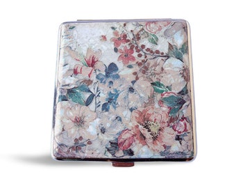 Floral Cigarette Case, ID Card Case, Business Card Case, Distresed Floral Case, Credit Card Wallet, Fashion Cigarrette Holder